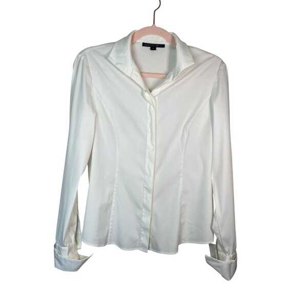 Lafayette 148 New York Tops - Lafayette 148 New York Womens White  Button Up French Cuff Fitted Shirt Cotton 2
